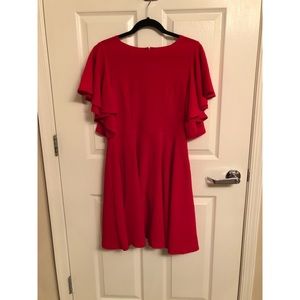 Red Flutter Sleeve Dress